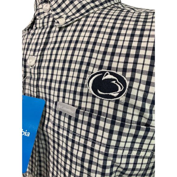 Small Columbia Mens New Penn State Button Down Short Sleeve Checked - Picture 4 of 10